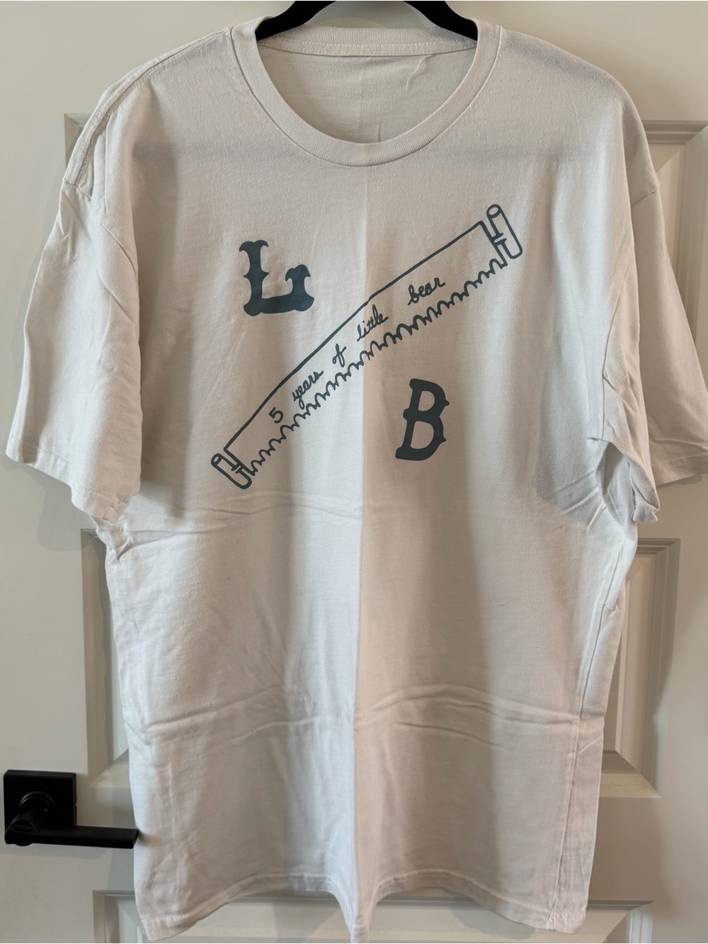 White Short-Sleeve Graphic Tee with Navy Print - Little Bear
